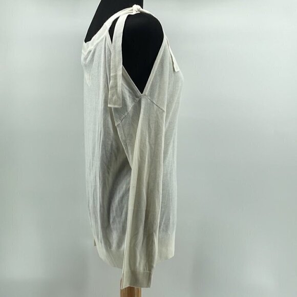 𝅺MOSSIMO Dutti NWT open shoulder cold shoulder sweater cream soft light weight - Picture 3 of 8